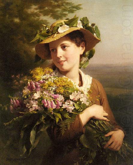 Fritz Zuber-Buhler Young Beauty with Bouquet china oil painting image